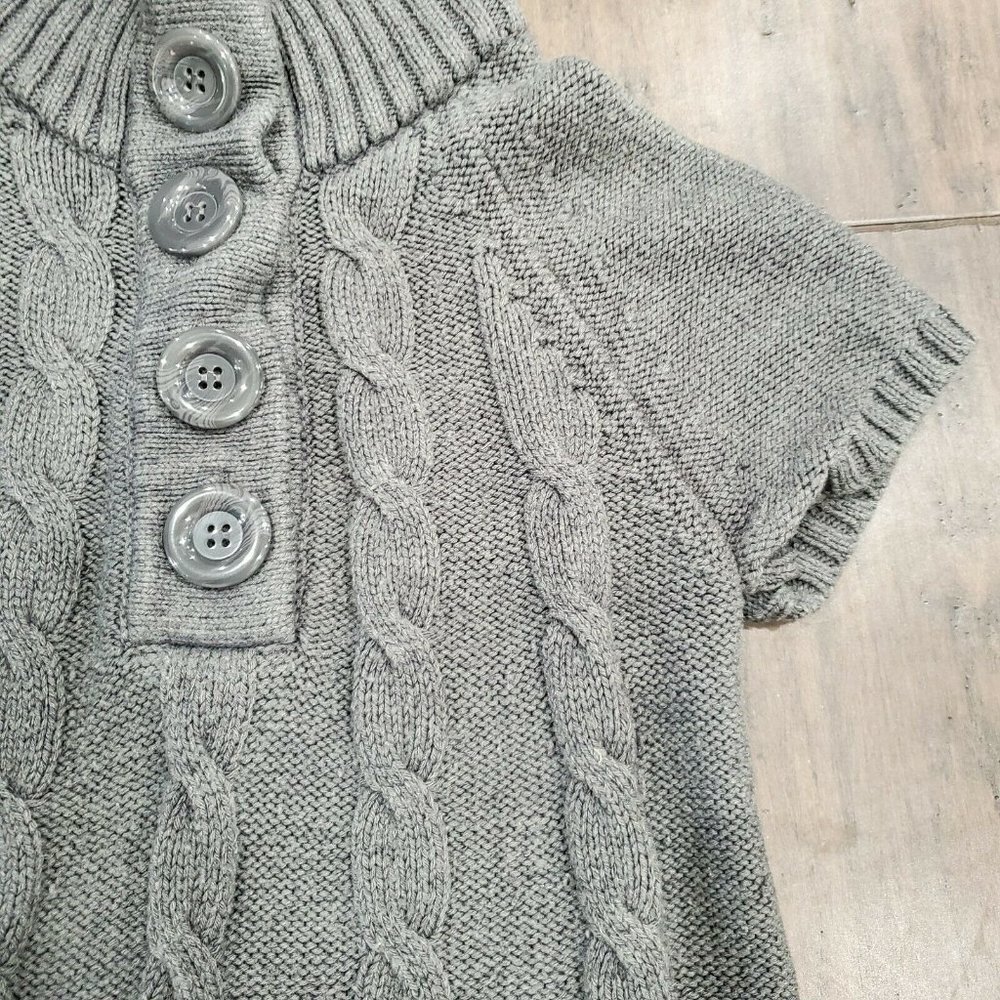 INC INTERNATIONAL CONCEPTS Dark Grey Chunky Knit Sweater Short Sleeve - Size S